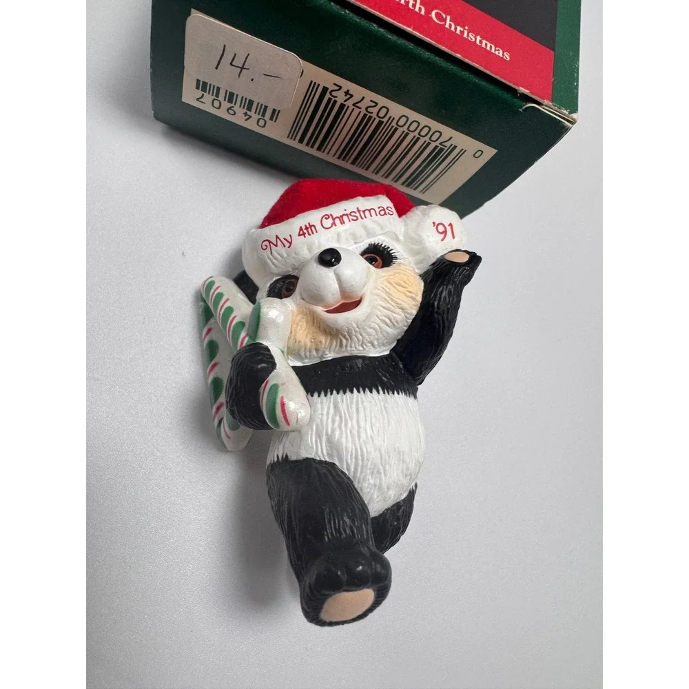 1991 Hallmark Keepsake Ornament Child's Fourth Christmas Panda Bear QX490-7